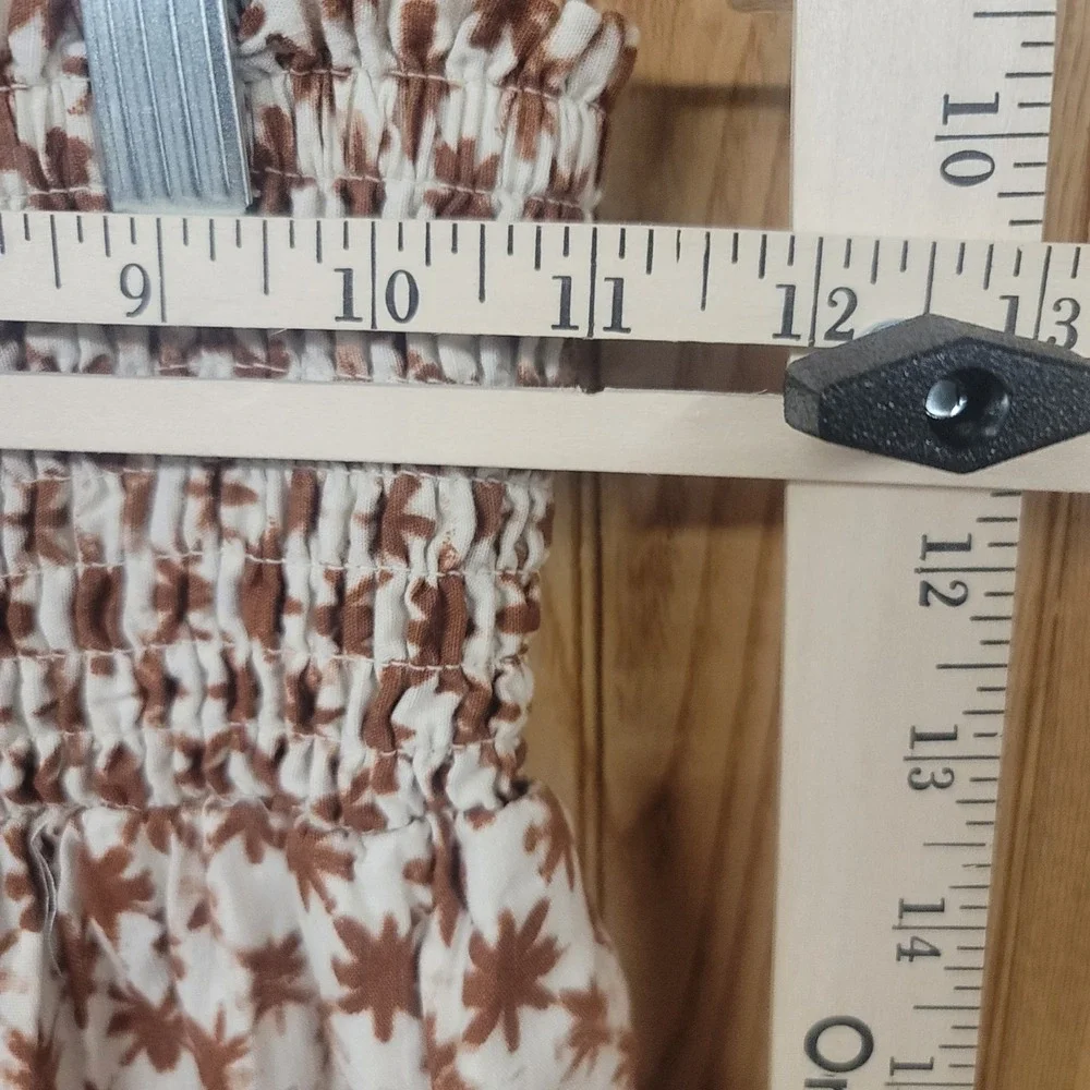 Boho Patchwork Smocked Midi Skirt Cottagecore Peasant Shabby Chic Pockets Small